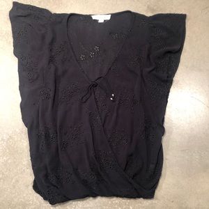 🍄 Lovestitch Black Blouse Eyelet Embroidery Sleeveless Top